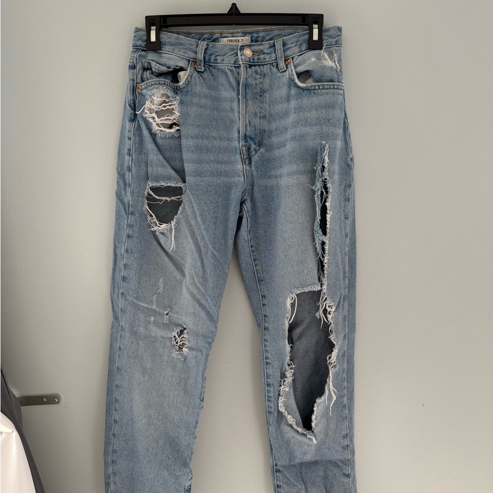 Forever 21 Light Blue Distressed Jeans